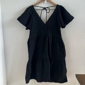 Old Navy Black Gauzy V Neck Boho Lagenlook Small Tall